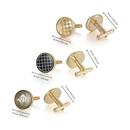 wynameleri Cufflinks Set 6 Pairs for Men, Business Formal Shirts Buttons Cuff Link Packed in Case - color: T0206010