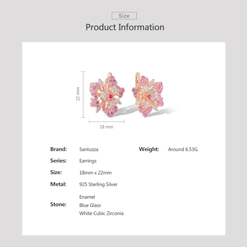 Santuzza Sterling Silver Gemstone Flower Earrings for Women - color: [A]Peony-Pink