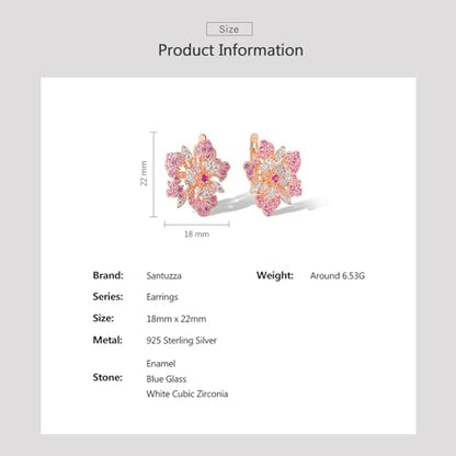 Santuzza Sterling Silver Gemstone Flower Earrings for Women - color: [A]Peony-Pink