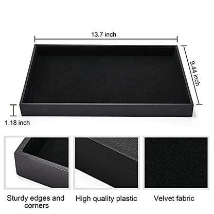 Black Velvet Stackable Jewelry Tray Showcase Display Earring Necklace Bracelet Rings Organizer…… (4 pcs) - size: 4 pcs