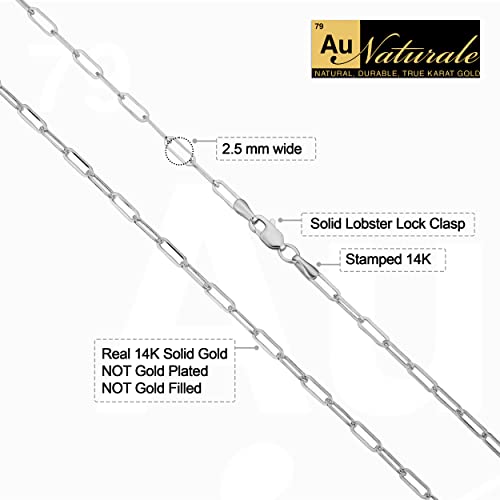 Au Naturale Womens Link Chain - 14k Gold Paperclip Necklace for Women - size: 24 inch, style: White Gold