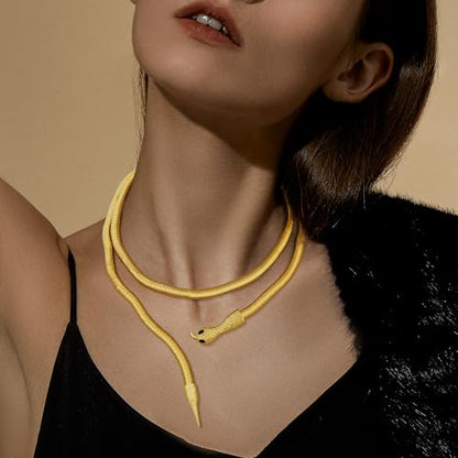 Bendable Snake Chain Necklace for Women Arm Cuff Flexible Twisty Multi-purpose DIY Bracelet and Punk Choker Trendy Medusa Snake Jewelry Gift - style: Gold