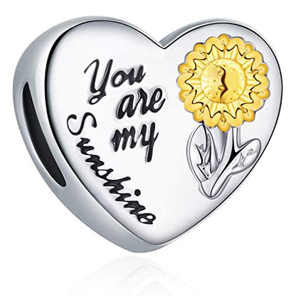 Sunflower Charm Fit for Pandora Charms Bracelet and Necklace You Are My Sunshine Charm Gifts for Women - style: You Are My Sunshine