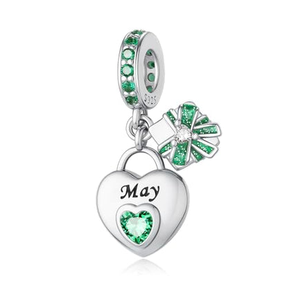 925 Sterling Silver Birthstone Charms Fit for Bracelet and Necklace Happy Birthday Charm Mother's Day Jewelry Gift for Women - color: 5-May