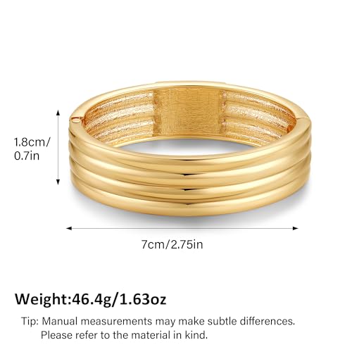 Chunky Gold Bangles Bracelet for Women Trendy Statement Bracelet Dainty Charm Gold Jewelry - color: Striped Bracelet-GD