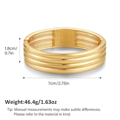 Chunky Gold Bangles Bracelet for Women Trendy Statement Bracelet Dainty Charm Gold Jewelry - color: Striped Bracelet-GD