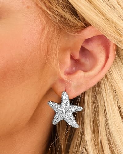 Gold Chunky Earrings for Women Trendy, 14K Gold Plated Dainty Kont Earrings Statement Minimalist Hypoallergenic Stud Earrings - color: Amelia & Silver