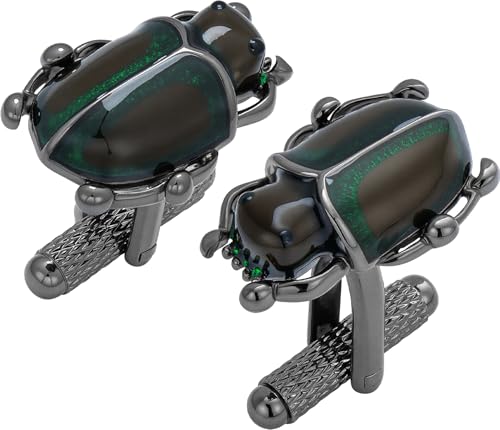HAWSON Various Unique Cuff Links Mens, Animal/Tactical/Music/Holiday/Cufflinks, Themed Wedding Dinner Party Gift Suit Accessories - style: Beetle