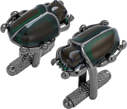 HAWSON Various Unique Cuff Links Mens, Animal/Tactical/Music/Holiday/Cufflinks, Themed Wedding Dinner Party Gift Suit Accessories - style: Beetle