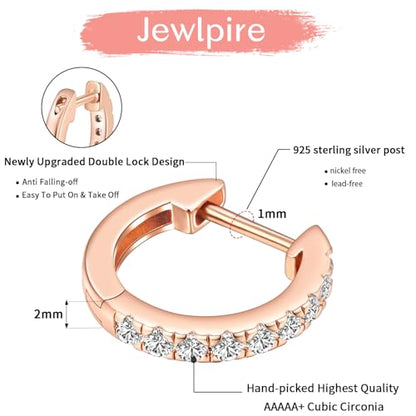 14K Gold Plated Hoop Earrings for Women with 925 Sterling Silver Post, Lightweight Small Hoop Earrings 15mm/20mm Huggie Hoop Earrings - color: 2 Pcs - 14K Rose Gold Plated, size: 20MM