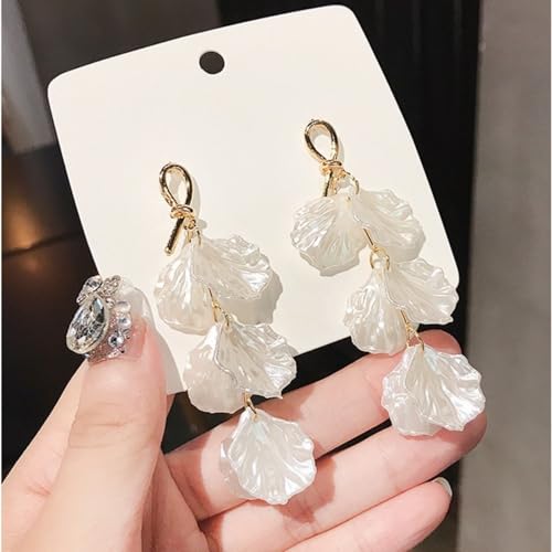 Seashell Pearl Stud Earrings for Women Ocean Sea Theme Sweet Double Layer Acrylic Shell Lightweight Dangle Drop Earrings for Summer Beach Holiday Halloween Party Jewelry Accessories - color: Knot seashell earrings