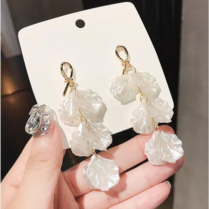 Seashell Pearl Stud Earrings for Women Ocean Sea Theme Sweet Double Layer Acrylic Shell Lightweight Dangle Drop Earrings for Summer Beach Holiday Halloween Party Jewelry Accessories - color: Knot seashell earrings