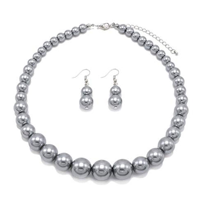 Cryshimmer Pearl Choker Necklace for Women Faux Pearl Beads Strand Necklace Earring Set Costume Jewelry,Gift for Wife Mother - color: Gray