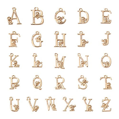 Craftdady Letter Charms Capital Pendants Mixed A-Z Initial Letter Number Charms DIY Bracelet Necklace Pendants for Jewelry Making, Gold, Antique Silver, Platinum - color: Light Gold, With Flower