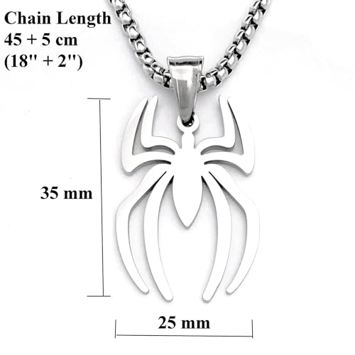 Tapp Collections Stainless Steel Superhero Pendant Necklace - color: Spiderman / Steel Chain / Silver Color
