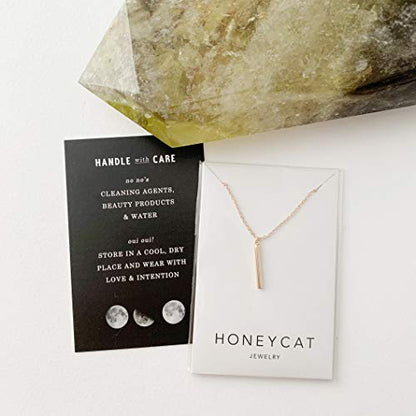 Honeycat Mini Drop Bar Necklace available in Gold, Rose Gold, and Silver | Minimalist, Delicate Jewelry - color: Rose Gold
