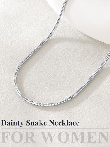 U7 Snake Necklace for Women 14K Gold Plated/Silver/Rose Gold/Black Chain Necklace Hypoallergenic, Stainless Steel Tiny Snake Chain Necklace 1/1.2/1.5/2MM, 14-30" Adjustable Minimalist Gift - color: i.Silver-1.5mm