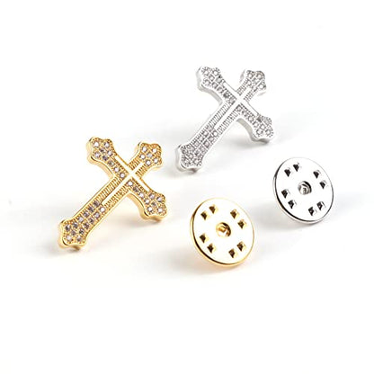 Men's Tie Pins Lapel Pins Brooches Suit Accessories - color: 1pcs cross silver