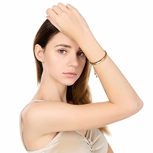 14K Gold Bracelets for Women Adjustable Slider Bracelet Bangle Bracelets for Women Trendy Chain Bracelet - color: Gold Hammered