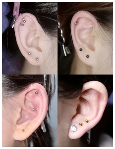 18G 16G 14G Lip Labret Medusa Nose Rings Studs Flat Back Earrings Internally Threaded 316L Surgical Steel Snake Bites Lip Rings Cartilage Tragus Helix Conch Earring Stud 6mm 7mm 8mm - color: Gold-16G（1.2mm)-6mm 8mm 10mm Bars-3mm CZ