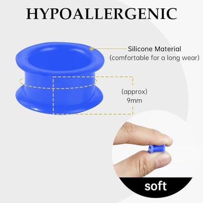 20Pcs Silicone Ear Gauges 2G-25mm Flexible Ear Tunnels Gauges Soft Expander Stretching Ear Plugs Tunnels Black Earring Piercings Jewelry for Men Women - color: Thick Dark blue Silicone