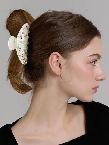 LILIE&WHITE Christmas Gift Acrylic Cherry Letter Hair Clips For Women | With RhinestonesInitial Hair Claws For Thick Hairs Trendy Monogram Large Clips Fashion Big Claw Clip Jewelry Gift Alphabet M - color: HC22959M