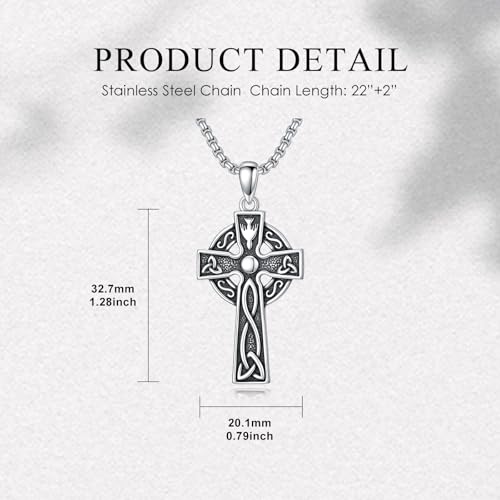 Cross Necklace for Men Women 925 Sterling Silver Cross Pendant Necklace Christian Religious Jewelry Gifts for Anniversary - color: 10-Celtic cross