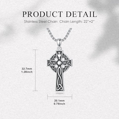 Cross Necklace for Men Women 925 Sterling Silver Cross Pendant Necklace Christian Religious Jewelry Gifts for Anniversary - color: 10-Celtic cross