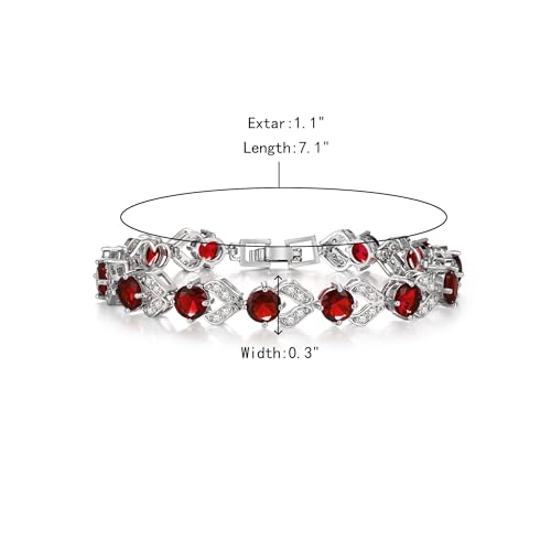 Crysdue Marquise Teardrop Cubic Zirconia Wedding Bridal & Prom Tennis Bracelets for Brides Bridesmaids, Silver/Gold/Rose Gold Plated Bracelet Gifts for Women - style: O_Red 7.1-8.2 Inch
