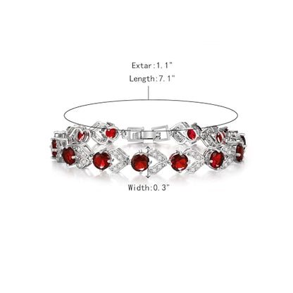 Crysdue Marquise Teardrop Cubic Zirconia Wedding Bridal & Prom Tennis Bracelets for Brides Bridesmaids, Silver/Gold/Rose Gold Plated Bracelet Gifts for Women - style: O_Red 7.1-8.2 Inch