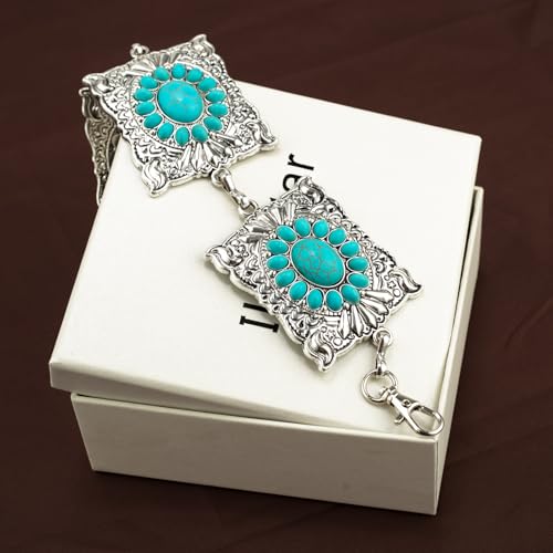 ILuvatar Western Metal Concho Belt for Women Cowgirl Waist Chain for Women Dress Pants Adjustable - color: Silver-t17