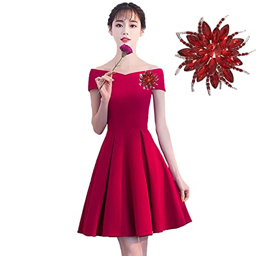 seven wolves Women's Austrian Crystal Brooch Wedding Flower Leaf Bouquet Brooch - color: 2-Red White