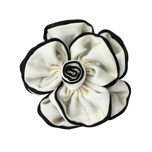 Camellia Flower Brooch Pin for Women Black Flower Brooches Large Fabric Flowers Brooch for Women Dress Accessorie - color: White flower brooch
