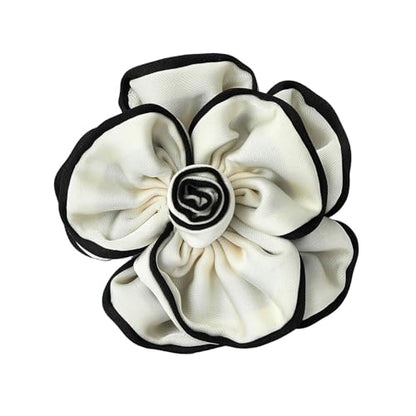 Camellia Flower Brooch Pin for Women Black Flower Brooches Large Fabric Flowers Brooch for Women Dress Accessorie - color: White flower brooch