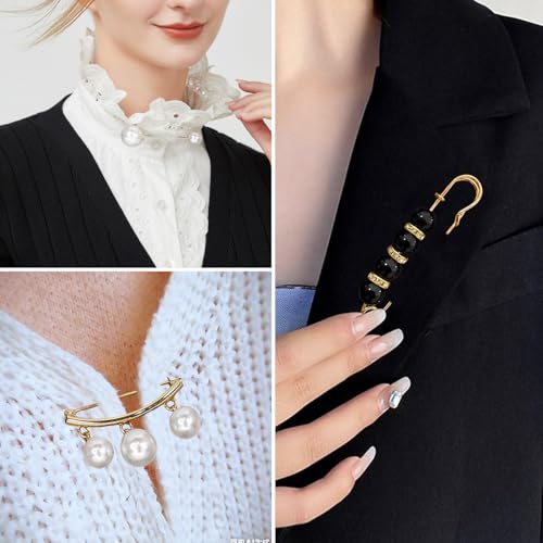 24Pcs Pearl Brooch Pins for Women, Sweater Shawl Clips for Cardigans Shirts Jeans Skirts Waist Decoration