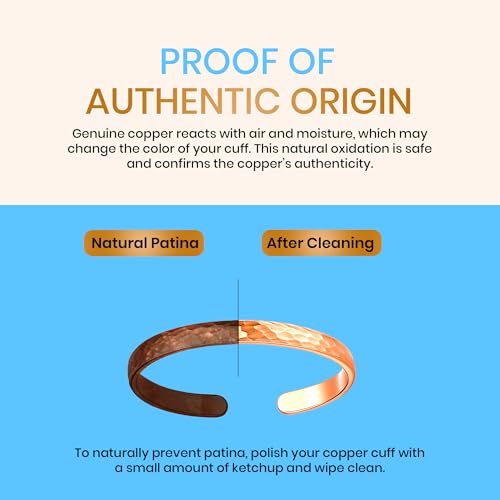 Healing Monk Pure Copper Bracelet for Men & Women – Handmade Uncoated Copper Jewelry Cuff – Adjustable Healing Copper Bracelets for Arthritis – Mens & Womens Copper Cuff Pulsera de Cobre - style: Terra