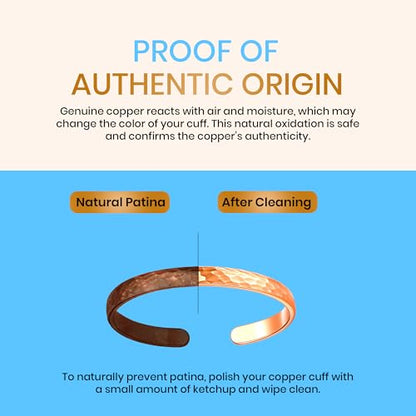 Healing Monk Pure Copper Bracelet for Men & Women – Handmade Uncoated Copper Jewelry Cuff – Adjustable Healing Copper Bracelets for Arthritis – Mens & Womens Copper Cuff Pulsera de Cobre - style: Terra