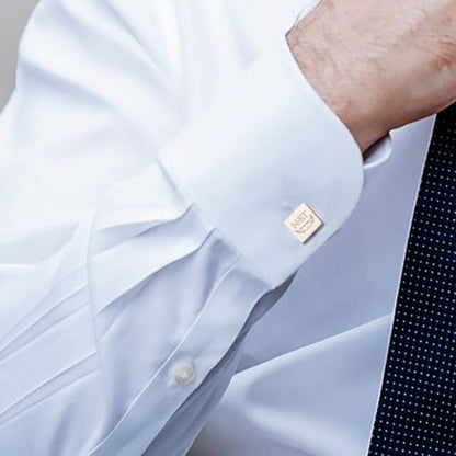 Classic Stainless Steel Cufflinks for Men Personalized Initial/Date/Photo Silver Mens Cufflinks Gift for Husband Groomsmen Groom Father of the Bride - color: Square (Initials & Date)