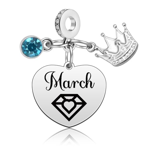 Birthday Gifts for Women Birthstone Charms for Bracelets Necklaces Jewelry Gift for Mom Wife Daughter Granddaughter Niece Sister Girlfriend - color: March