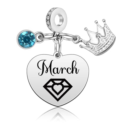 Birthday Gifts for Women Birthstone Charms for Bracelets Necklaces Jewelry Gift for Mom Wife Daughter Granddaughter Niece Sister Girlfriend - color: March