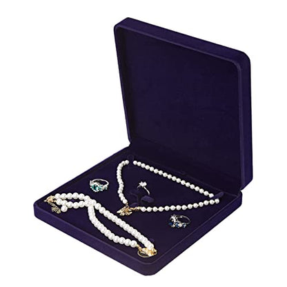 LETURE Velvet Jewelry Set Box, Velvet Gift Box for Bracelet Necklace Earring Ring (Blue) - color: Blue