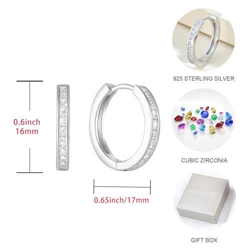 Starchenie Huggie Hoop Earrings for Women 925 Sterling Silver Princess Cut Birthstones Jewelry Gift - color: 06-Alexandrite-Jun