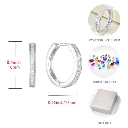 Starchenie Huggie Hoop Earrings for Women 925 Sterling Silver Princess Cut Birthstones Jewelry Gift - color: 06-Alexandrite-Jun