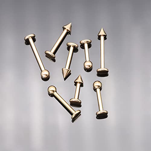 BLISI G23 Solid Titanium Eyebrow Piercing Jewelry, Gold Black Rose Gold Silver Pink Rainbow Eyebrow Rings 16G Curved Barbell,Tiny Vertical Labret Lip Jewelry Rook Piercing Jewelry for Women and Men - color: Rose Gold 3