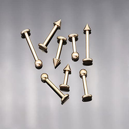 BLISI G23 Solid Titanium Eyebrow Piercing Jewelry, Gold Black Rose Gold Silver Pink Rainbow Eyebrow Rings 16G Curved Barbell,Tiny Vertical Labret Lip Jewelry Rook Piercing Jewelry for Women and Men - color: Rose Gold 3