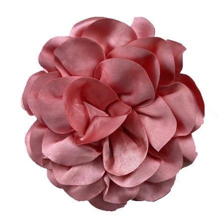 Dainty Satin Fabric Rose Flower Brooches 7.5in Extra Large Big Camellia Flower Brooches Lapel Pins for Women Wedding Party Dance Dress Clothes Accessories - color: Watermelon Red