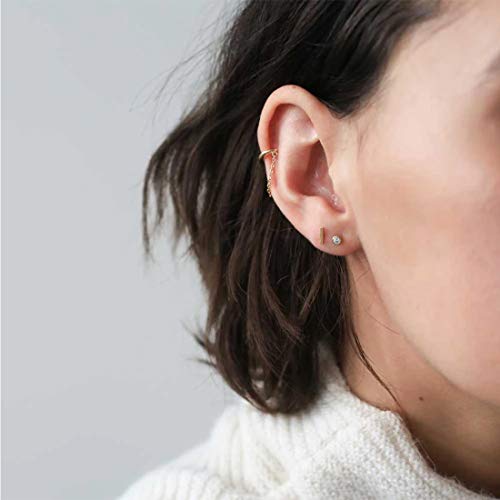 EPIRORA Sterling Silver Stud Earrings for Women Men- 4 Pairs of Hypoallergenic Simple Geometric Small Stud Earring Set Tiny Circle Triangle Square Bar Stud Earrings Mini Cartilage Tragus Earrings - style: Style 1- Gold