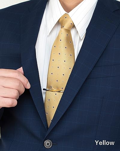 [TAVARAT] Tie Clip Tie Clips for Men Genuine Leather Silver Tie Bar Tie Pin Tps-078 - style: yellow