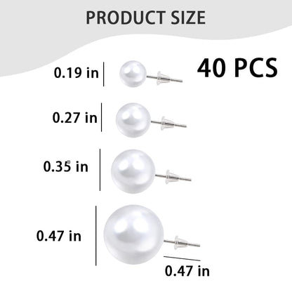 Pearl Stud Earrings for Women Elegant Trendy Round Cubic Zirconia Earrings Studs Pearl Cz Studs Earring for Women - color: two