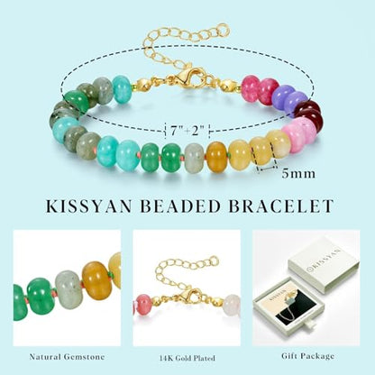 KissYan Beaded Bracelets for Women, Natural Gemstone Boho Bracelet | Colorful Handmade Stone Bead Bracelet for Summer Beach Wear, Dopamine Jewelry Gifts - style: 03-Mystery